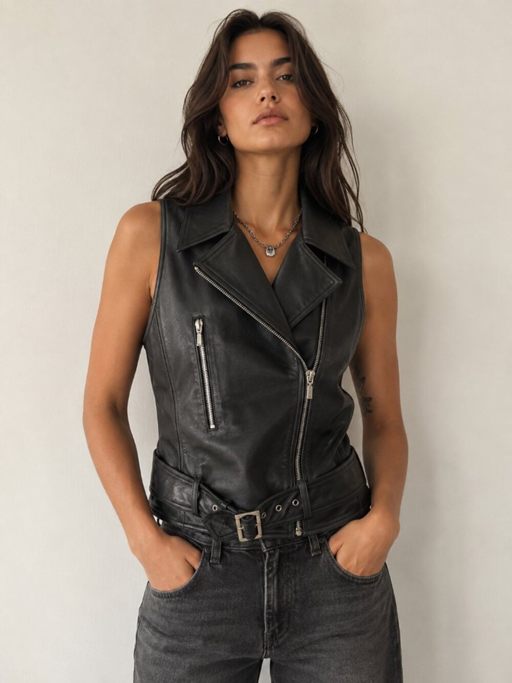 100% Genuine Leather Motorcycle Vest